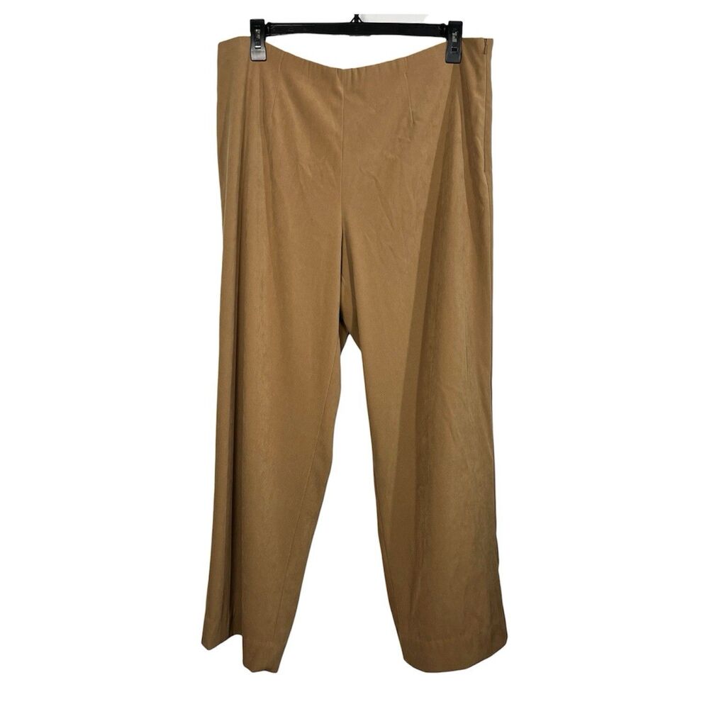 Coldwater Creek Women Pants Size 18W Brown Side Button Zip Soft Stretch Trousers